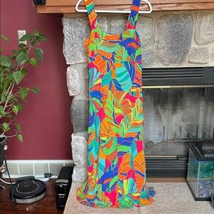Vibrant Multi-Color Maxi Dress with Leaf Print